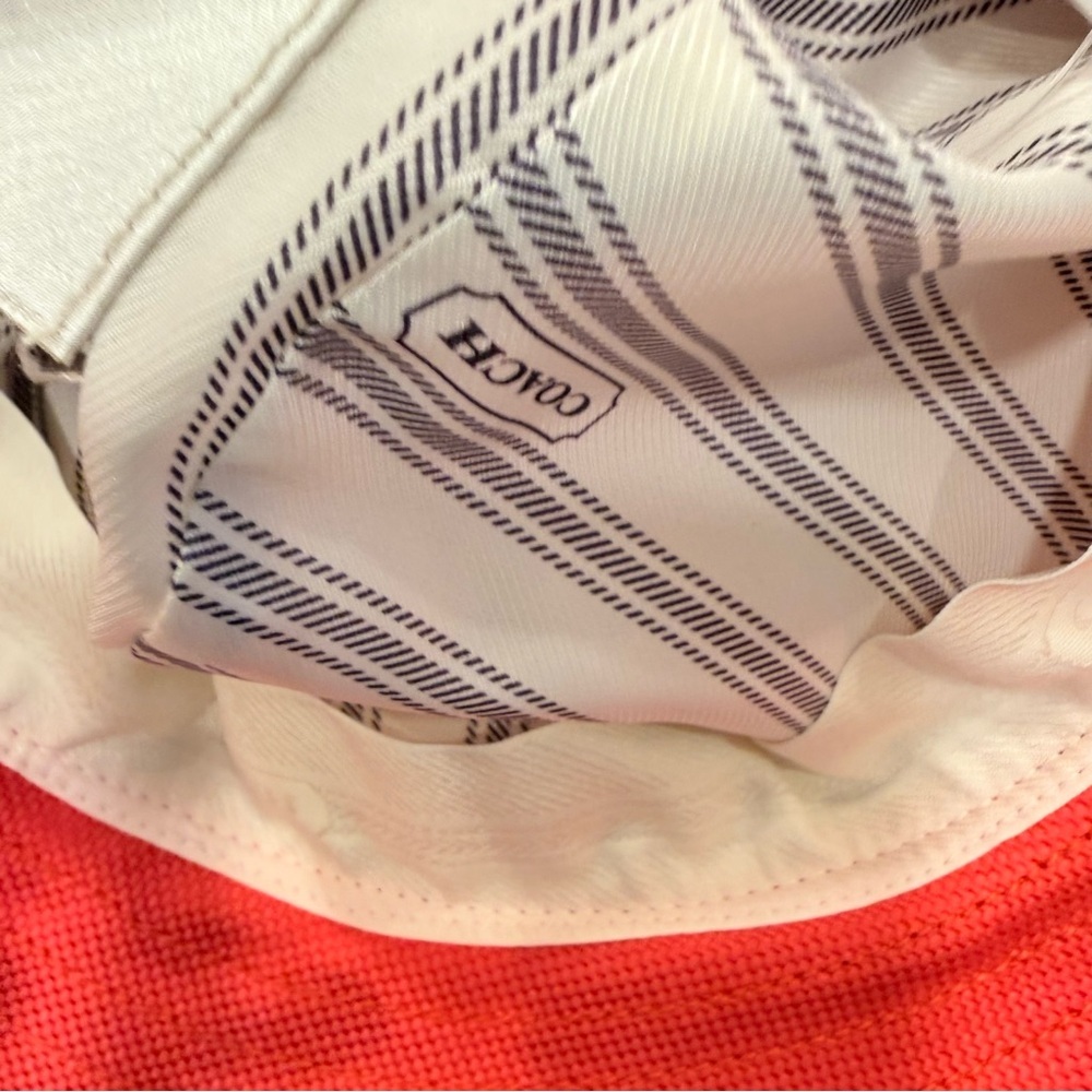 Coach VTG Canvas & Leather Bucket Hat Watermelon Signature Turnlock Sz M-L NWT - Picture 7 of 8